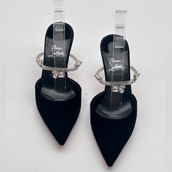 Christian Louboutin Planet Queen 70 Velvet Crystal Embellished Mules 70mm EU 39 - Picture 13 of 14